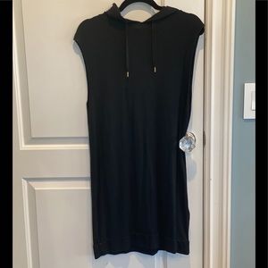 Black no sleeve hoodie dress